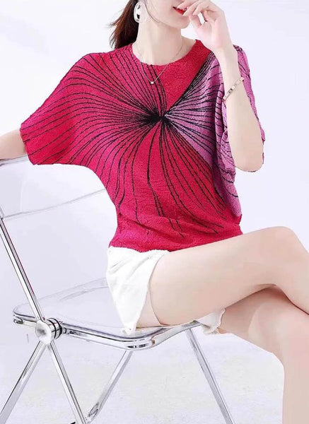 D240017 Contrast Color Pleated Top *Last Piece