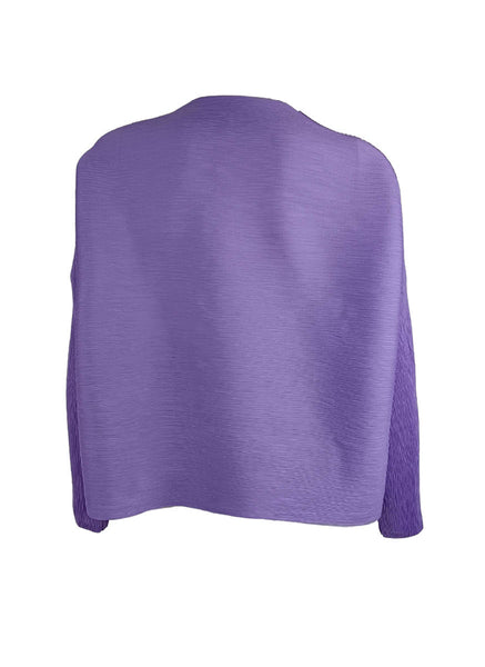 D240021 Long Sleeve Floral Pleated Top *Purple