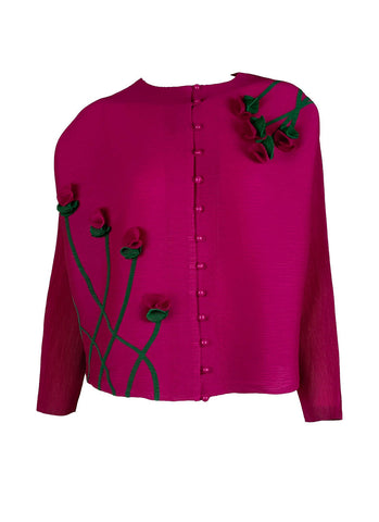 D240021 Long Sleeve Floral Pleated Top *Last Piece