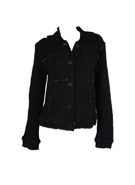 D240026 Bubble Pleated Shirt Jacket *Black