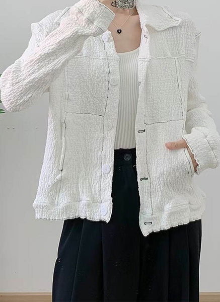 D240026 Bubble Pleated Shirt Jacket *White