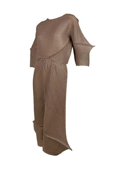 D240028 Special-Shaped Pleats Top & Pants Set *Brown