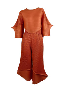 D240028 Special-Shaped Pleats Top & Pants Set *Orange