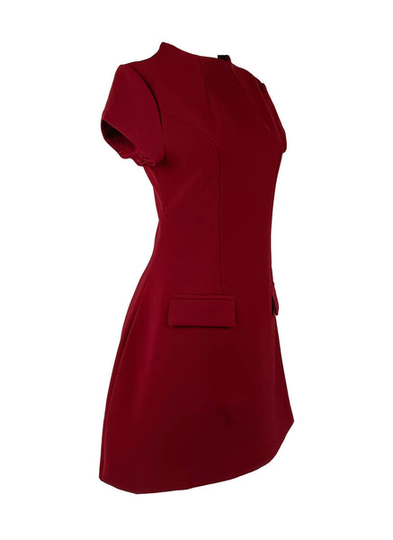 D240031 Elegant Short-Sleeved Dress *Maroon