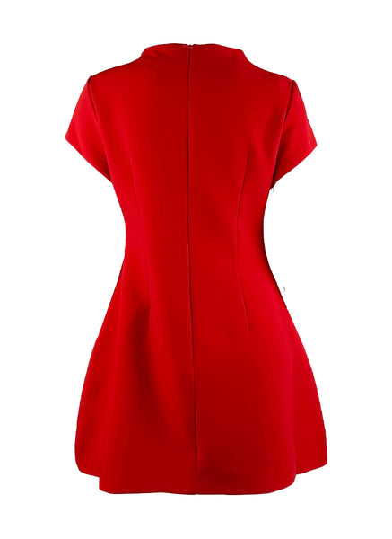 D240031 Elegant Short-Sleeved Dress *Red