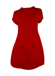 D240031 Elegant Short-Sleeved Dress *Red