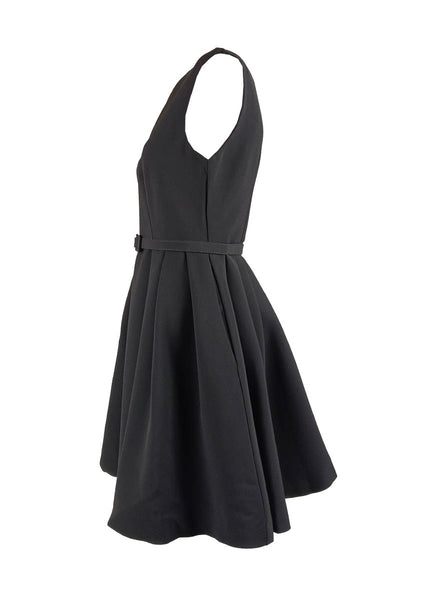 D240034 V-Neck Sleeveless Belt Tie Dress *Black