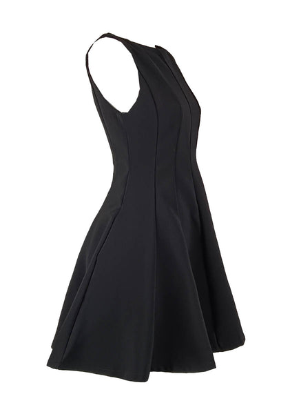 D240037 Crepe Sleeveless Fit & Flare Dress *Black