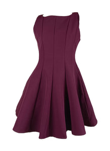 D240037 Crepe Sleeveless Fit & Flare Dress *Maroon