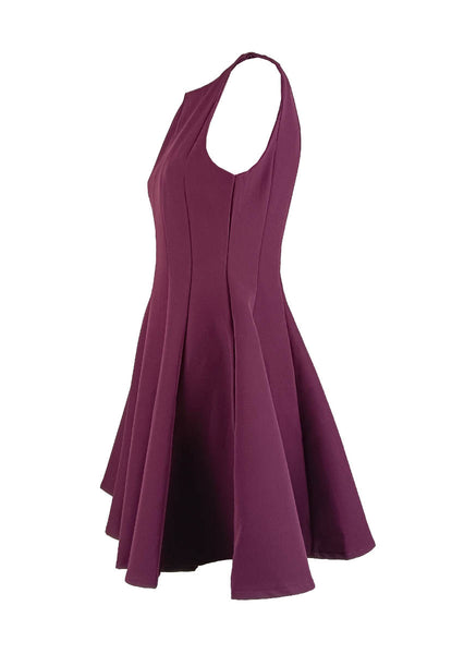 D240037 Crepe Sleeveless Fit & Flare Dress *Maroon