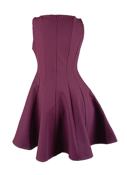 D240037 Crepe Sleeveless Fit & Flare Dress *Dark Purple