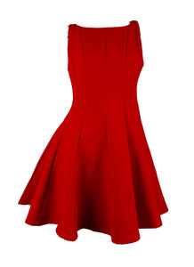 D240037 Crepe Sleeveless Fit & Flare Dress *Red