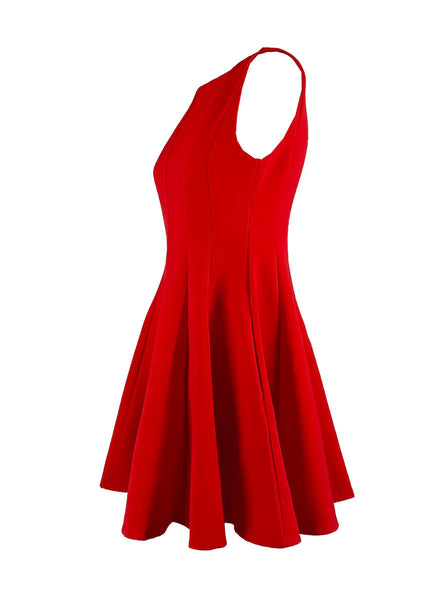 D240037 Crepe Sleeveless Fit & Flare Dress *Red