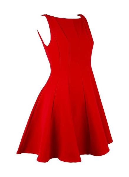 D240037 Crepe Sleeveless Fit & Flare Dress *Red