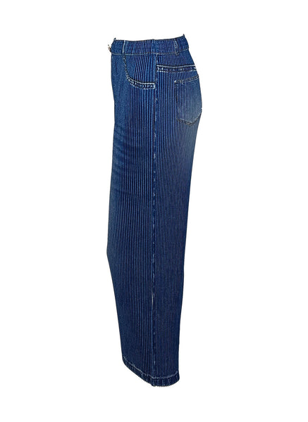 D240049 Pleated Straight Pants *Blue