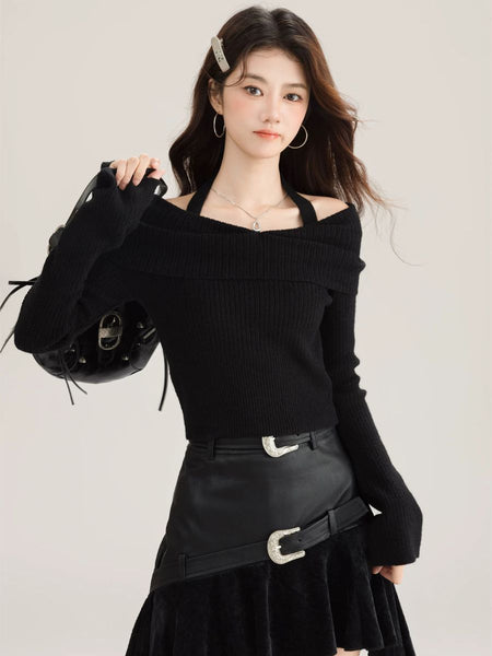 O240039 Knitted Long Sleeve Top *Black