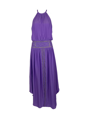 7230012 Gold Studs Embroiderd Dress *Purple * Last Piece