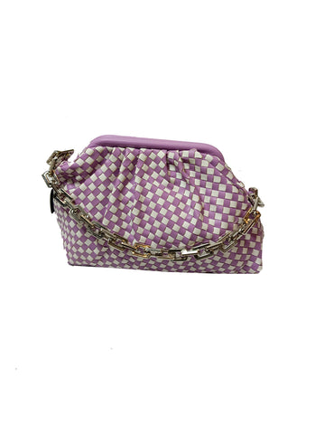 O230041 Quilted Hobo Bag *Purple & White