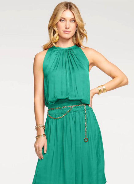 N180079 Front & Back Midi Dress *Green