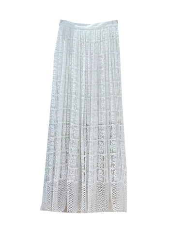 N230006 Hollowed Out Midi Lace Skirt