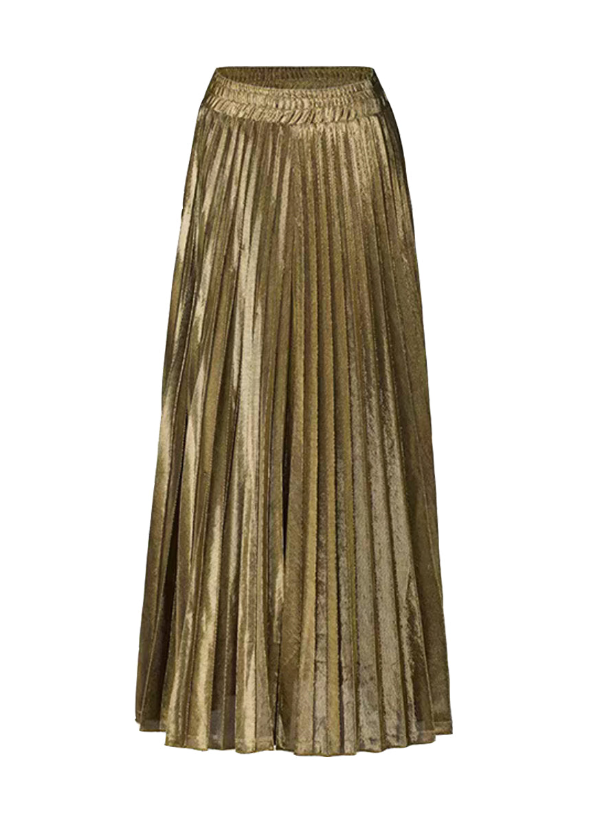 N230007 Long Pleated Skirt *Gold