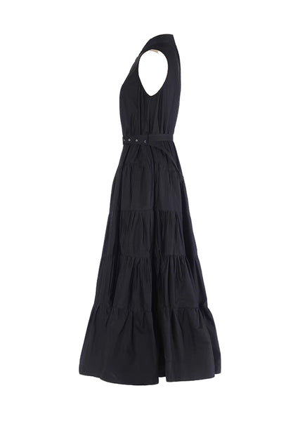 N230009 Stand Collar Sleeveless Dress *Black