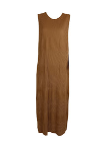 N230011 Pleated Sleeveless Dress *Brown *Last Piece