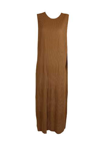 N230011 Pleated Sleeveless Dress *Brown