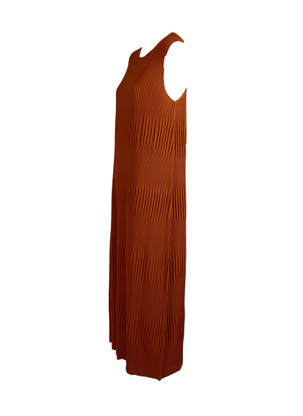 N230011 Pleated Sleeveless Dress *Orange *Last Piece