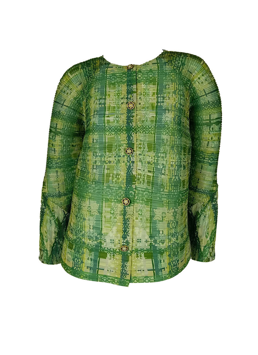 N240002 Long Sleeve Pleated Top *Green