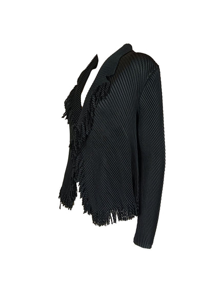 N240004 Long-Sleeve Pleated Tassel Jacket *Black