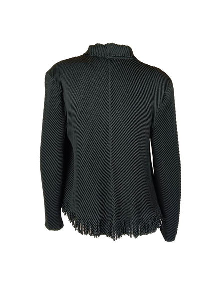 N240004 Long-Sleeve Pleated Tassel Jacket *Black