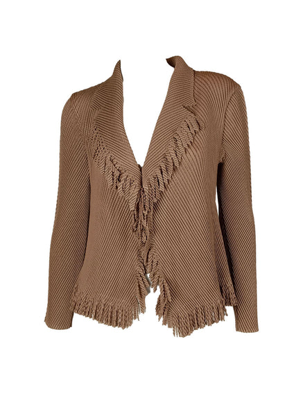 N240004 Long-Sleeve Pleated Tassel Jacket *Brown