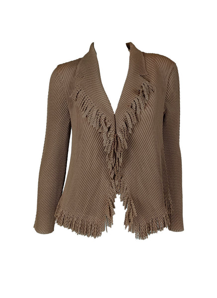 N240004 Long-Sleeve Pleated Tassel Jacket *Brown