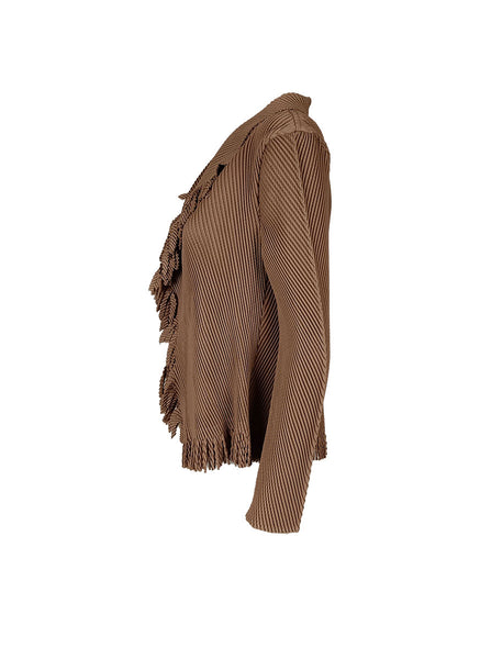 N240004 Long-Sleeve Pleated Tassel Jacket *Brown