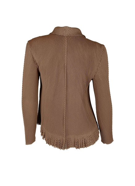 N240004 Long-Sleeve Pleated Tassel Jacket *Brown