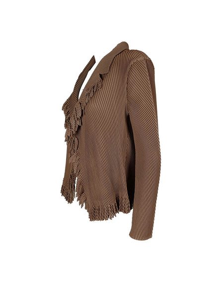 N240004 Long-Sleeve Pleated Tassel Jacket *Brown