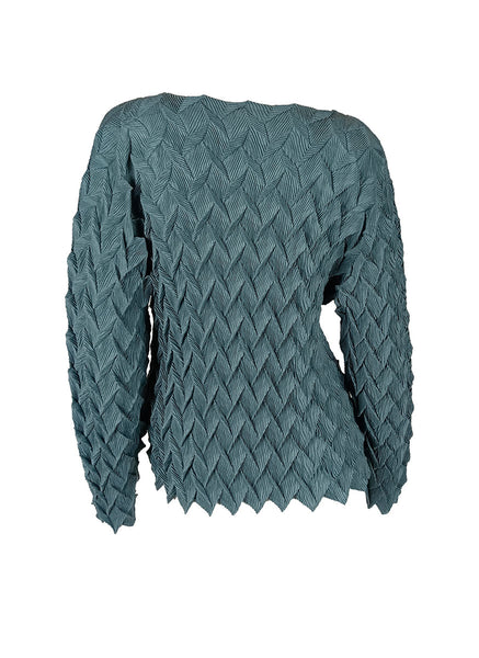 N240007 Dragon Scale Long-Sleeve Pleated Top *Green