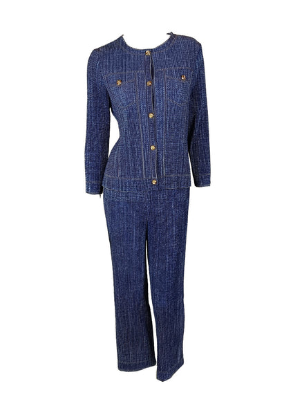 N240013 Long-Sleeve Pleated Jacket & Pants Set *Blue