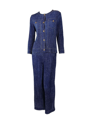 N240013 Long-Sleeve Pleated Jacket & Pants Set *Blue