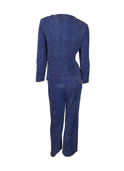 N240013 Long-Sleeve Pleated Jacket & Pants Set *Blue