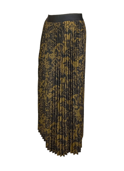 N240015 Printed Pleated Long Skirt *Last Piece