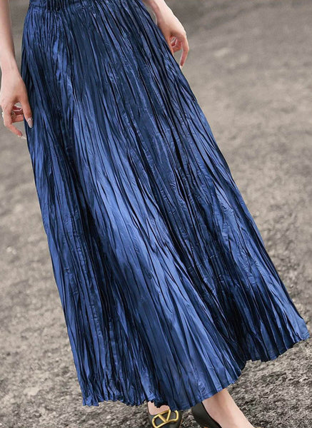 N240017 Irregular Pleated Printed Long Skirt *Last Piece