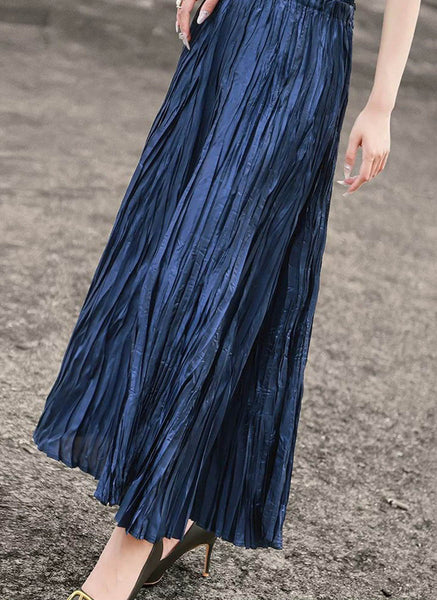 N240017 Irregular Pleated Printed Long Skirt *Last Piece