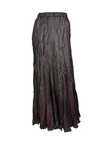 N240017 Irregular Pleated Printed Long Skirt *Green & Red