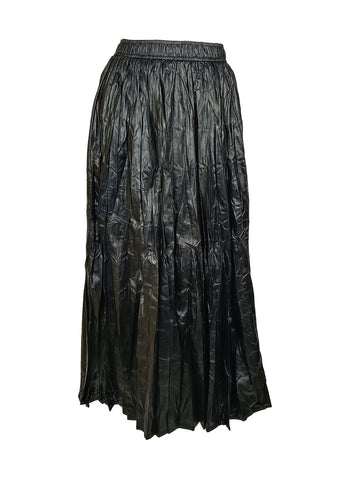 N240019 Irregular Pleated Printed Long Skirt *Black