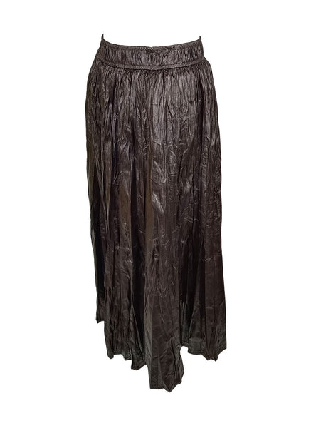 N240019 Irregular Pleated Printed Long Skirt *Dark Brown