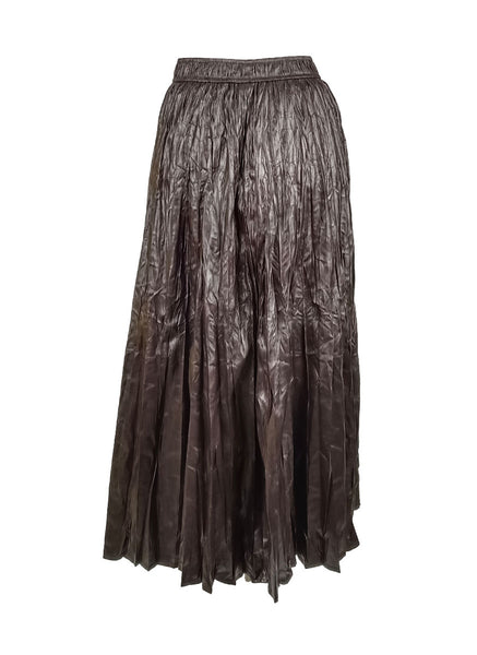 N240019 Irregular Pleated Printed Long Skirt *Dark Brown