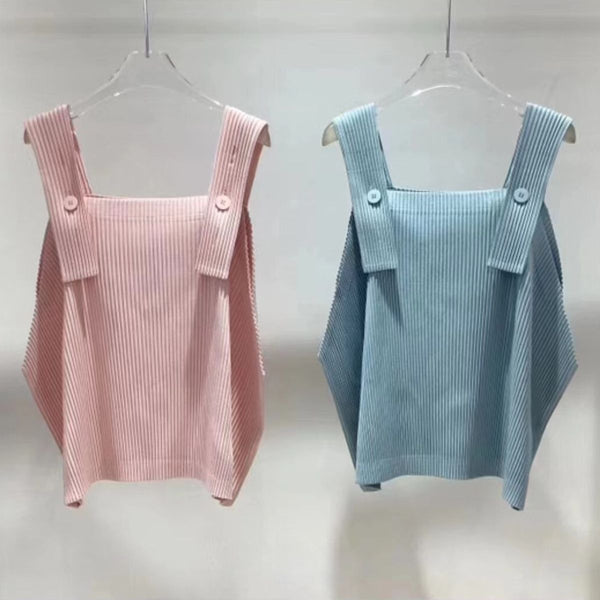 N240023 Square Neck Adjustable Straps Top *Pink