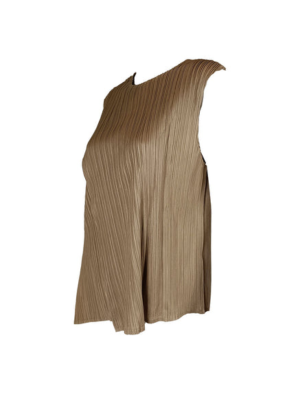 N240025 Sleeveless Pleated Vest Top *Beige